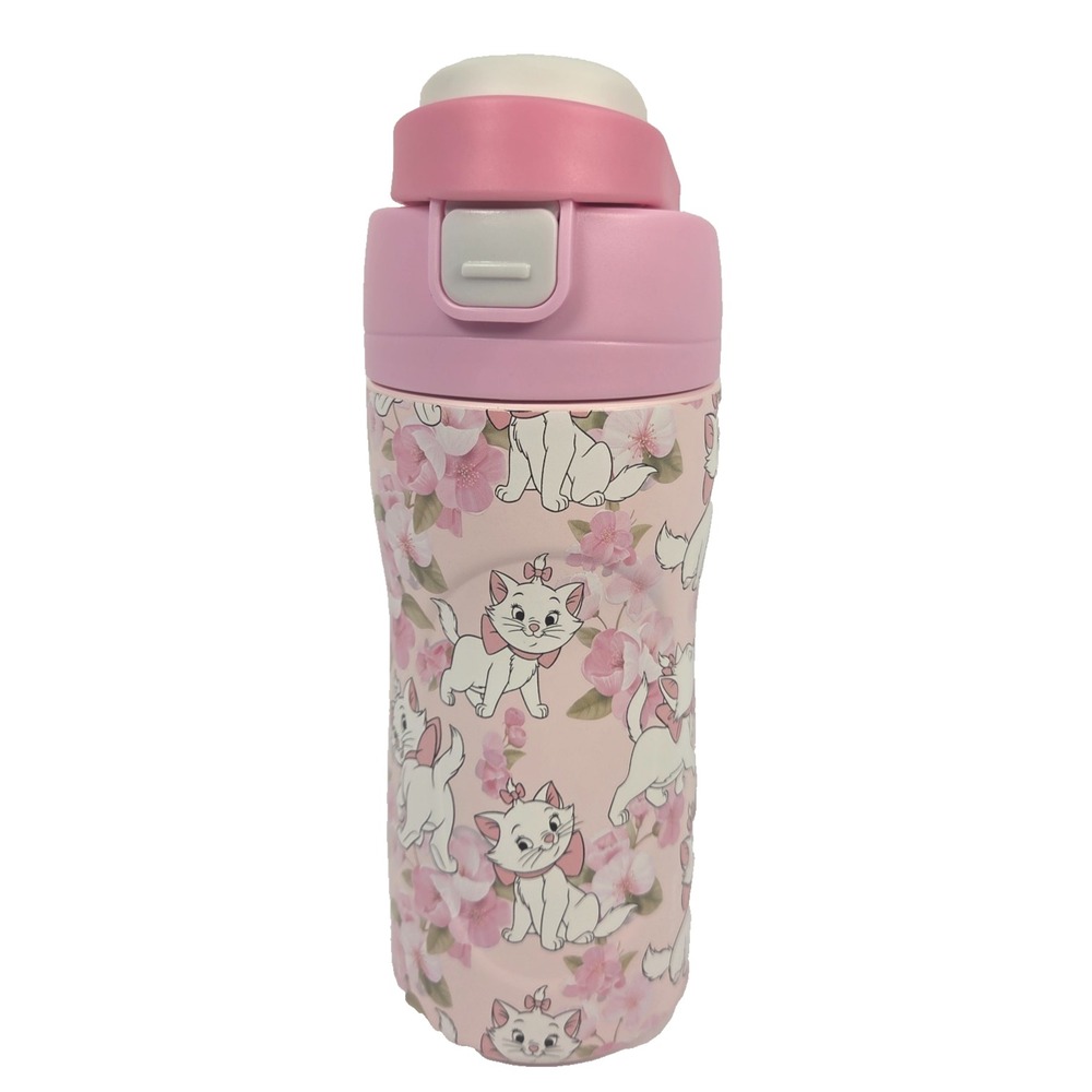Disney Aristocats Marie 16 oz Travel Mug Tumbler Pink Floral Flip Top Cup